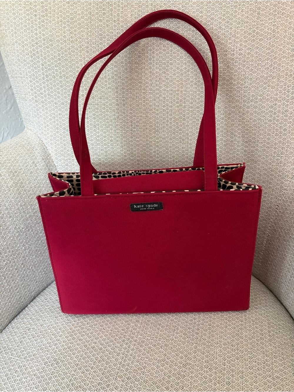kate spade Red Tote with Leopard-Print Interior